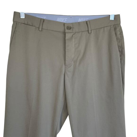Nike Mens 32x30 Med Dri Fit Performance Golf Pants Chino Flat Front Tan Stretch - Picture 2 of 16